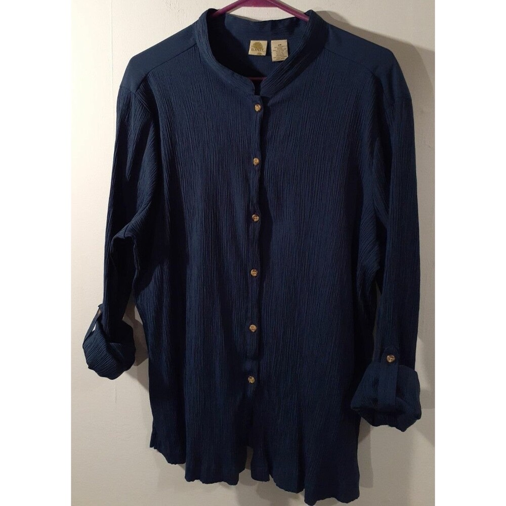 Islander 2x blue tunic shirt blouse top career office fall winter spring summer